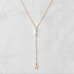 Moon and star y necklace 14k gold fill